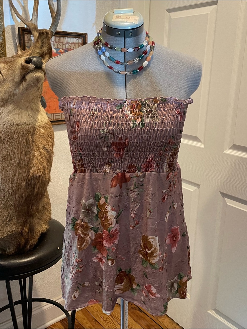 Lavender smocked Floral tube top by Vanity